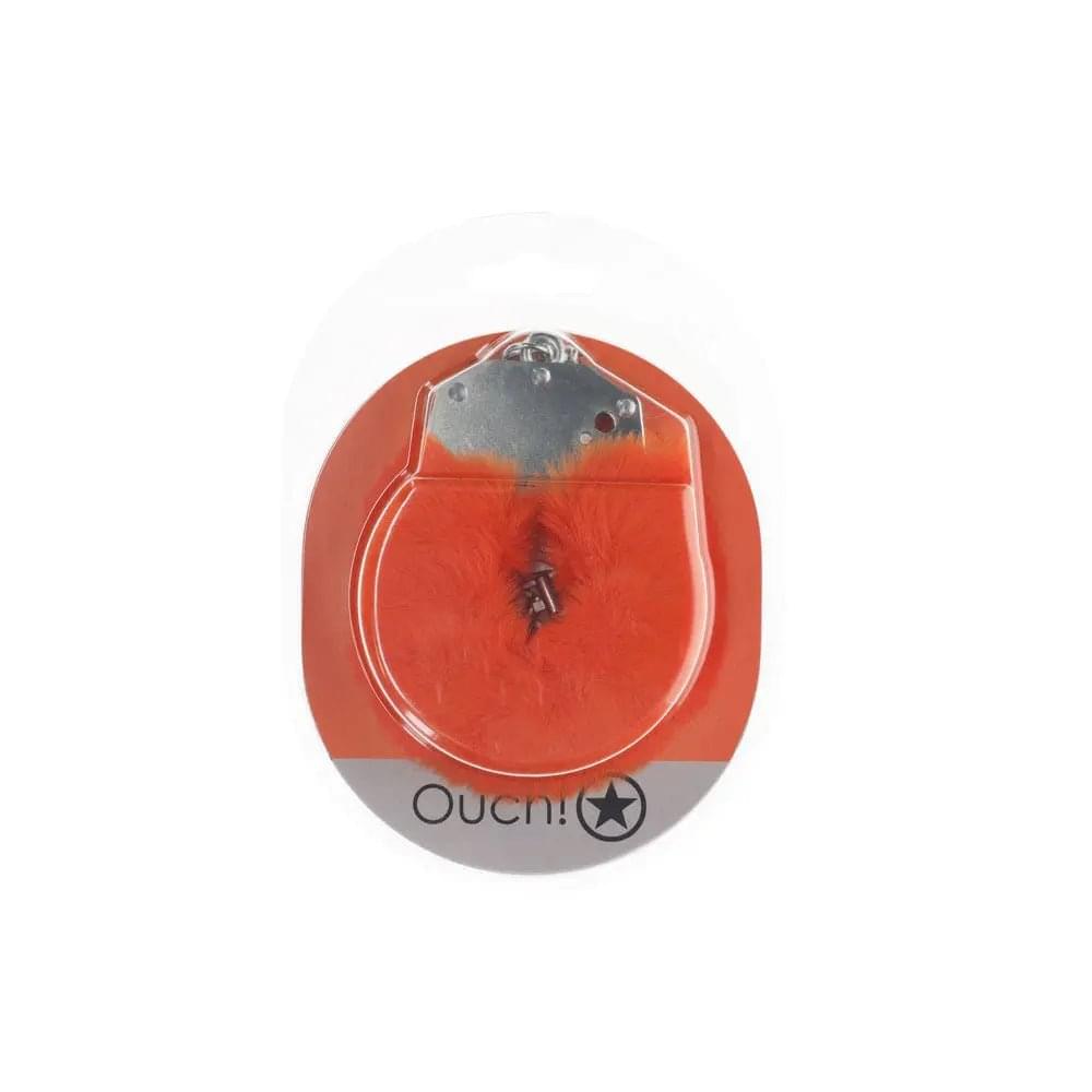 OUCH! Heavy-Duty Fluffy Cuffs - Orange - Orange Fluffy Restraints Shots Toys Discreet Intimate Essentials.