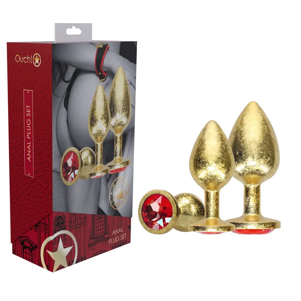Shop affordable quality OUCH! Milan Collection - Metal Anal Plug Set - Gold - Gold Butt Plugs with Gem Bases - Set of 3 Sizes - Discreet Intimate Essentials - ANAL TOYS - Shots Toys