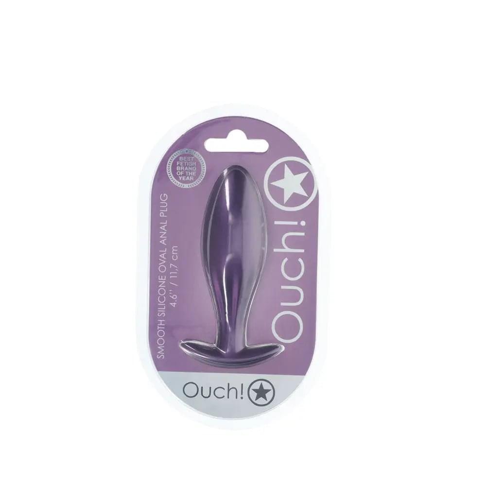 OUCH! Oval Anal Plug - Metallic  - Metallic  11.7 cm Butt Plug Shots Toys Discreet Intimate Essentials.