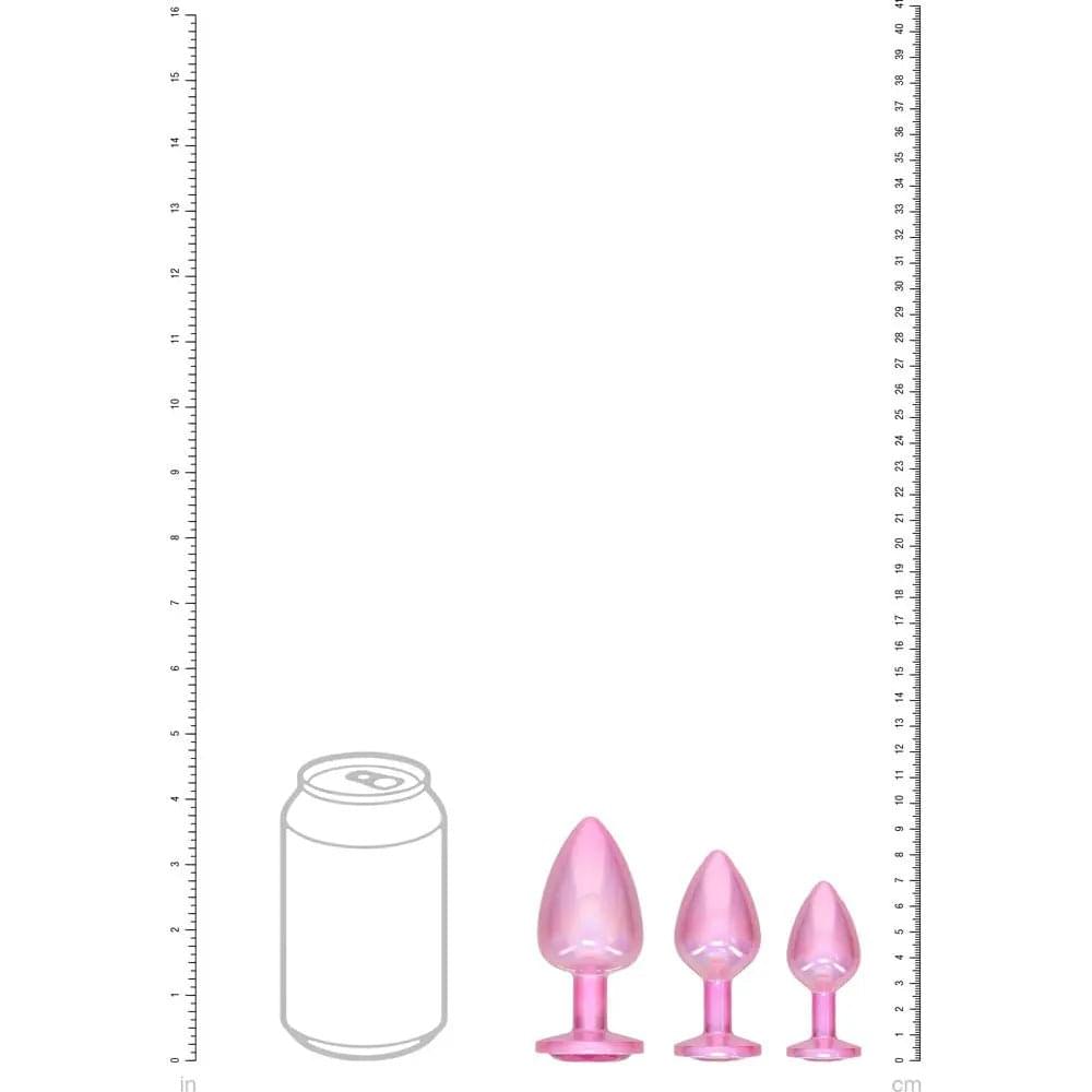 OUCH! Paris Collection - Metal Anal Plug Set -  - Metallic  Butt Plugs with Gem Bases - Set of 3 Sizes Shots Toys Discreet Intimate Essentials.