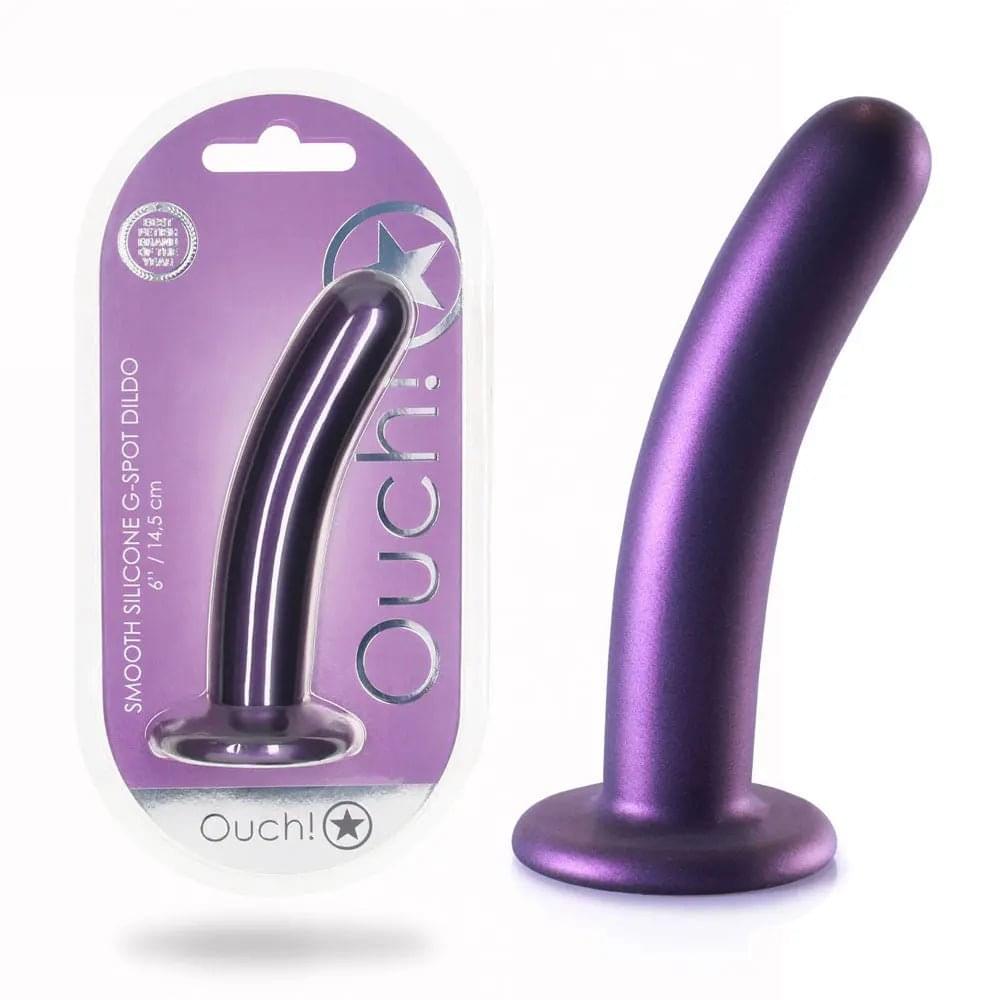 OUCH! Smooth Silicone G-Spot Dildo - 6'' / 14.5 cm - Metallic  14.5 cm Dildo Shots Toys Discreet Intimate Essentials.