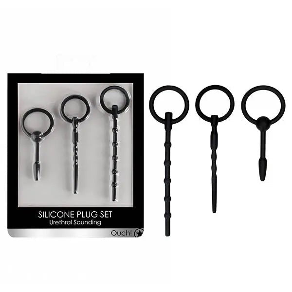 Shop affordable quality OUCH! Urethral Sounding Plug Set - Black - Set of 3 Sizes - Discreet Intimate Essentials - BONDAGE-TOYS - Shots Toys
