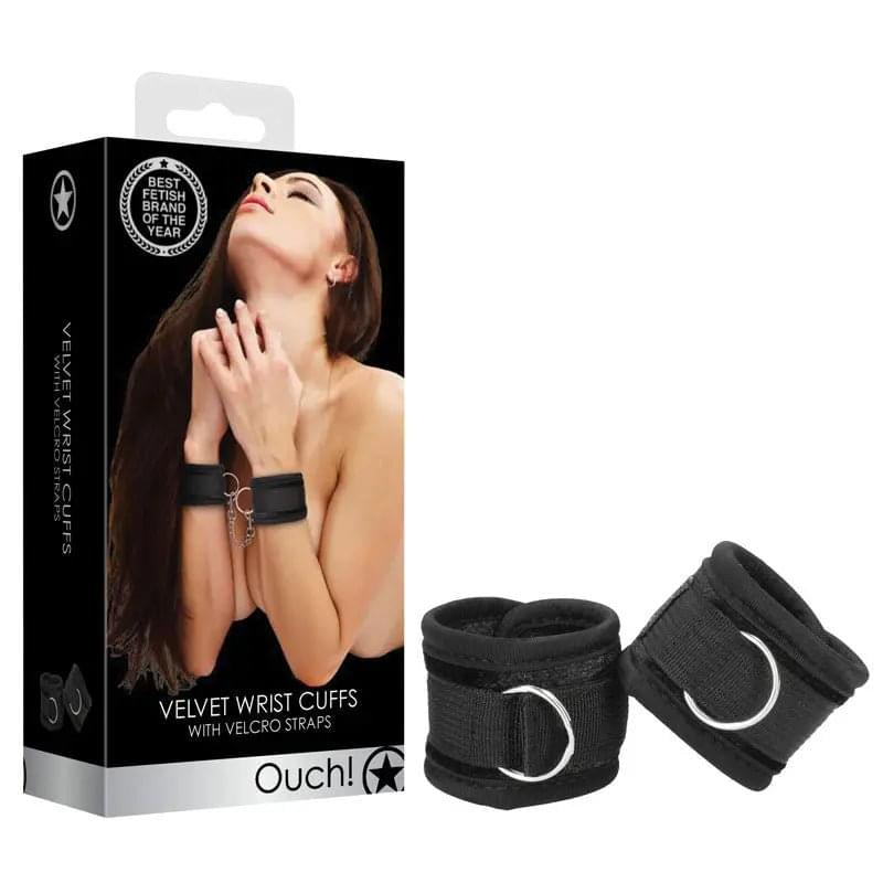 OUCH! Velvet & Velcro Adjustable Handcuffs -  Restraints Shots Toys Discreet Intimate Essentials.