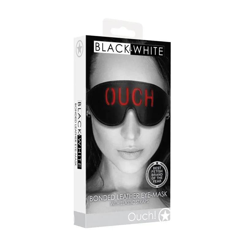 OUCH!  & White Bonded Leather Eye-Mask ''Ouch'' -  Eye Restraint Shots Toys Discreet Intimate Essentials.