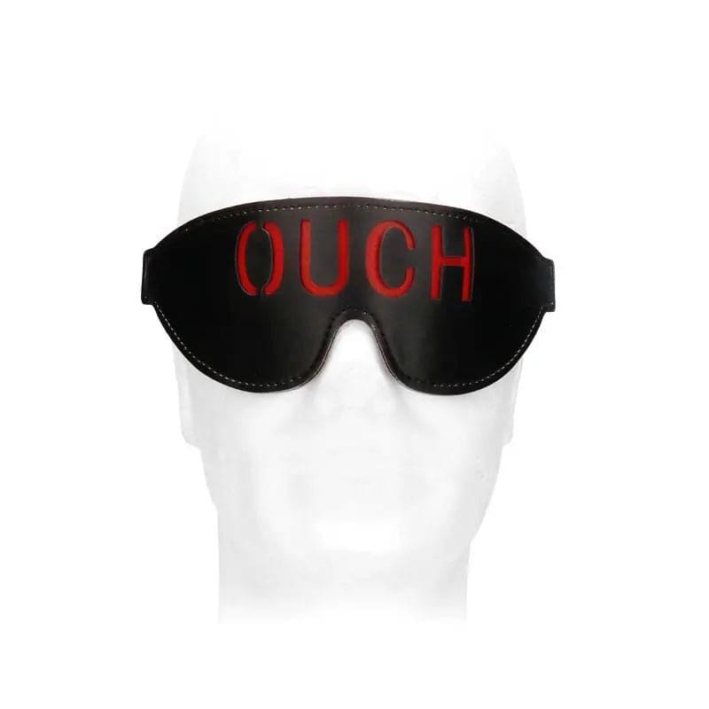 OUCH!  & White Bonded Leather Eye-Mask ''Ouch'' -  Eye Restraint Shots Toys Discreet Intimate Essentials.