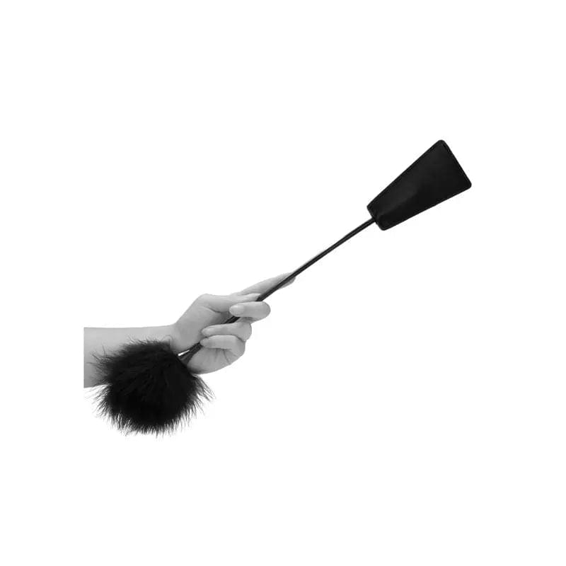 OUCH!  & White Crop with Feather Tickler -  44 cm Feather Crop Shots Toys Discreet Intimate Essentials.
