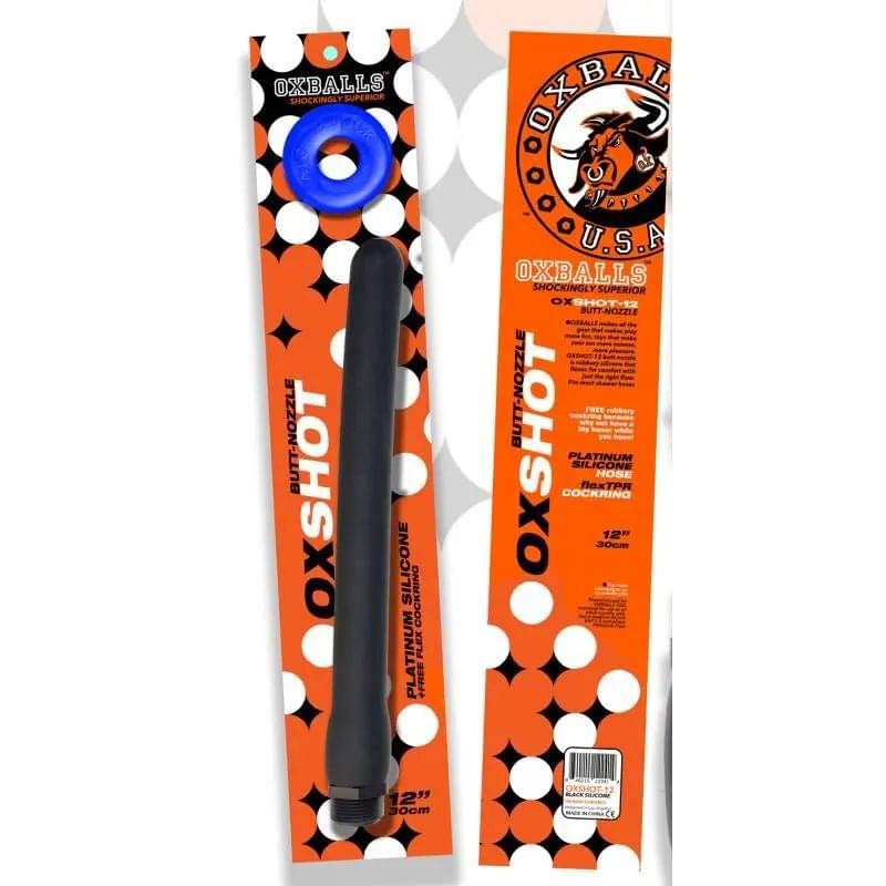 Oxshot Butt Nozzle 12in Shower Hose OxBalls Discreet Intimate Essentials.