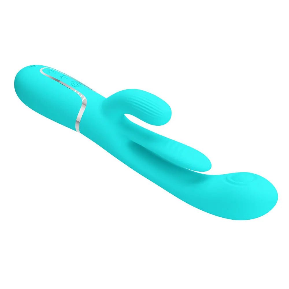 Shop affordable quality Party Up ANDY Multi Function Vibrator - Teal - Teal 22.2 cm USB Rechargeable Rabbit Vibrator with Flicking and Thumping Tip - Discreet Intimate Essentials - VIBRATORS - Party Up