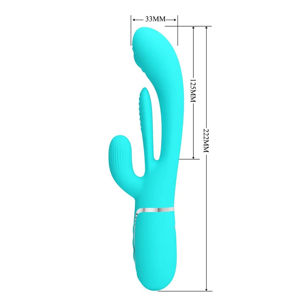 Shop affordable quality Party Up ANDY Multi Function Vibrator - Teal - Teal 22.2 cm USB Rechargeable Rabbit Vibrator with Flicking and Thumping Tip - Discreet Intimate Essentials - VIBRATORS - Party Up