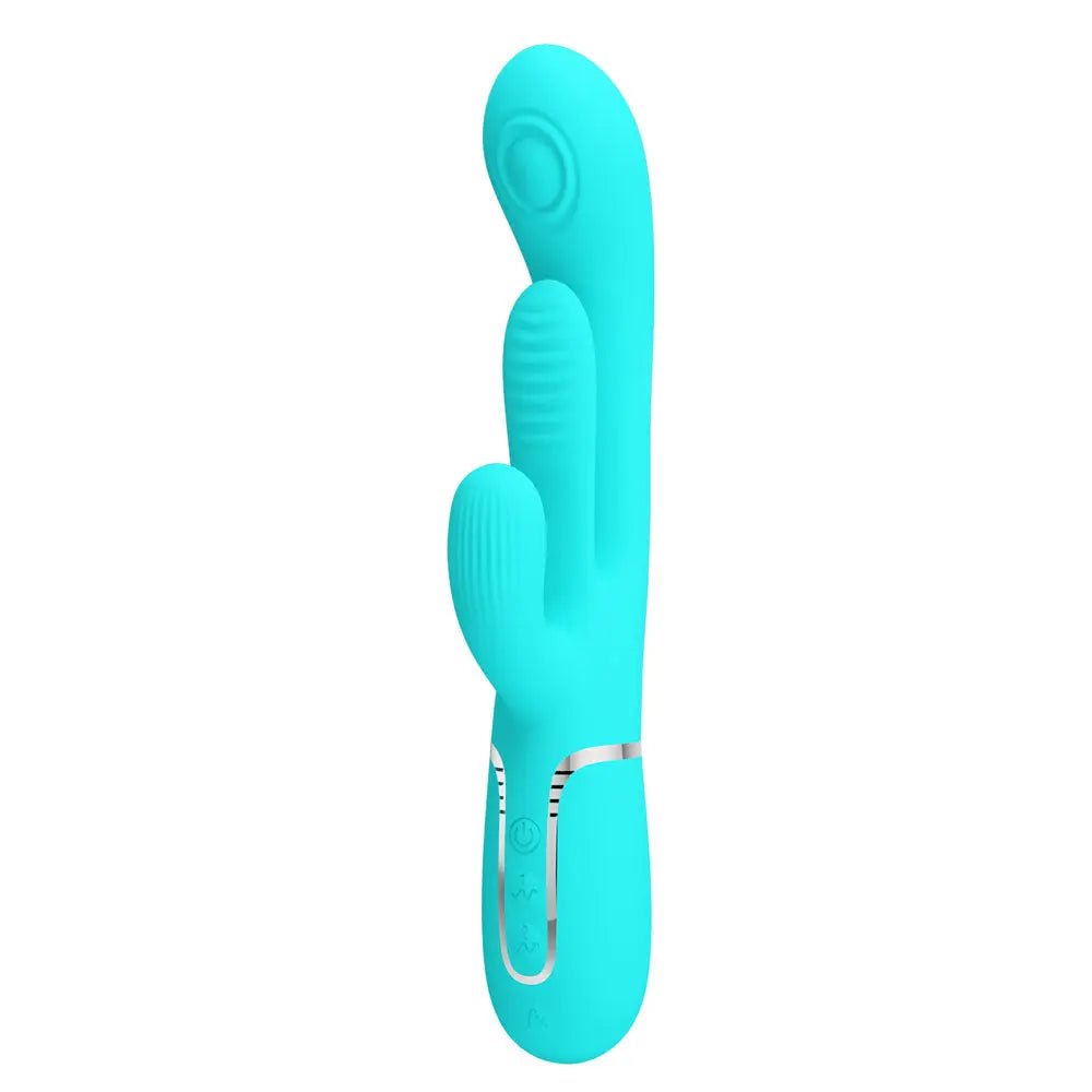 Shop affordable quality Party Up ANDY Multi Function Vibrator - Teal - Teal 22.2 cm USB Rechargeable Rabbit Vibrator with Flicking and Thumping Tip - Discreet Intimate Essentials - VIBRATORS - Party Up