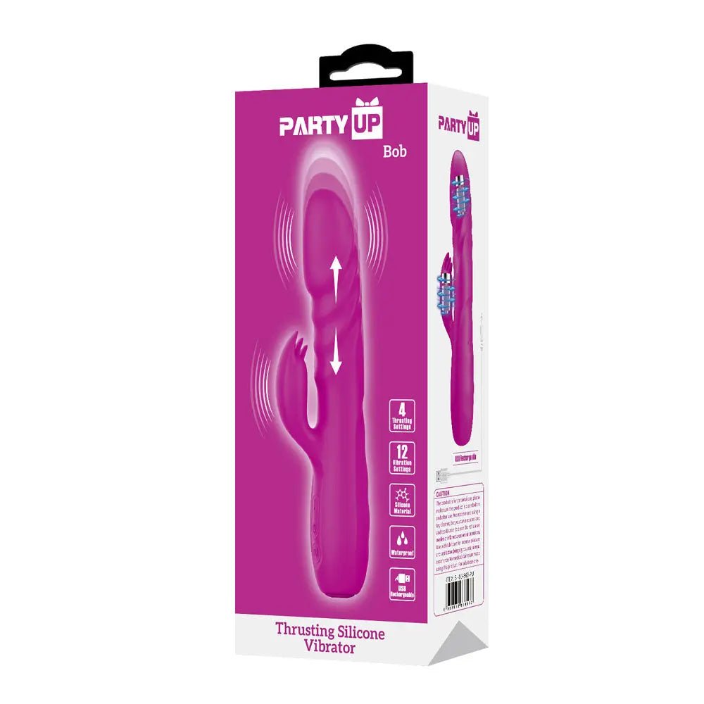 Shop affordable quality Party Up BOB Thrusting Vibe - 25 cm USB Rechargeable Thrusting Rabbit Vibrator - Discreet Intimate Essentials - VIBRATORS - Party Up