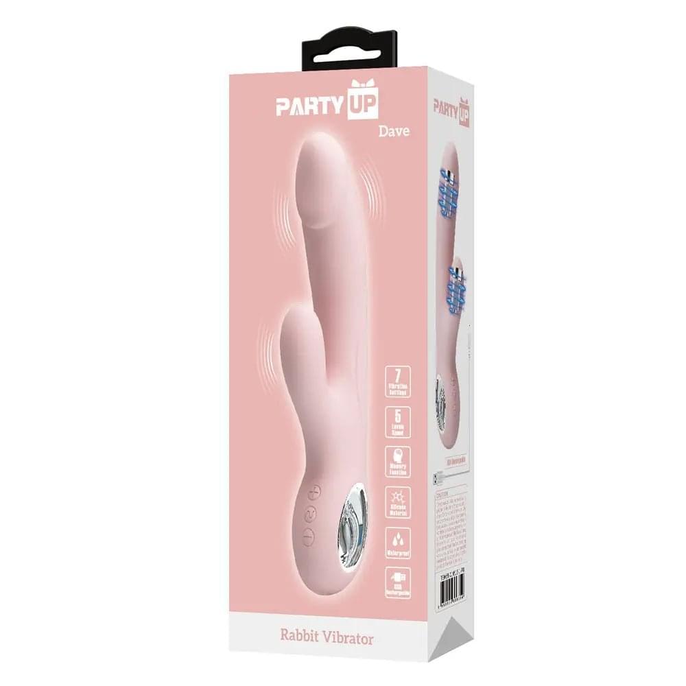 Party Up DAVE Rabbit Vibe -  -  19 cm USB Rechargeable Rabbit Vibrator Party Up Discreet Intimate Essentials.