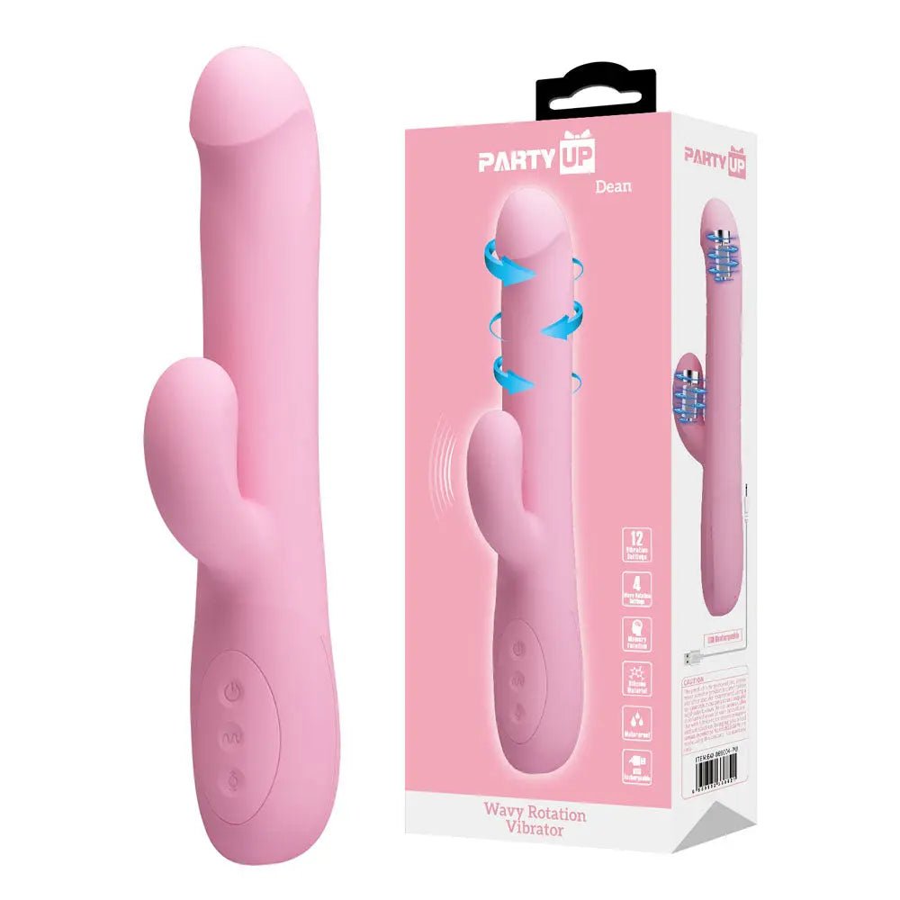 Shop affordable quality Party Up DEAN Wavy Rotation Vibe - 23.8 cm USB Rechargeable Rotating Rabbit Vibrator - Discreet Intimate Essentials - VIBRATORS - Party Up