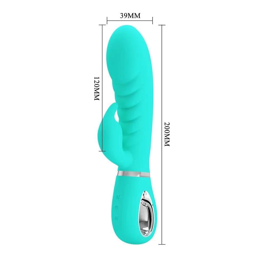 Party Up EDWARD Rabbit Vibe - Teal - Teal 20 cm USB Rechargeable Rabbit Vibrator Party Up Discreet Intimate Essentials.