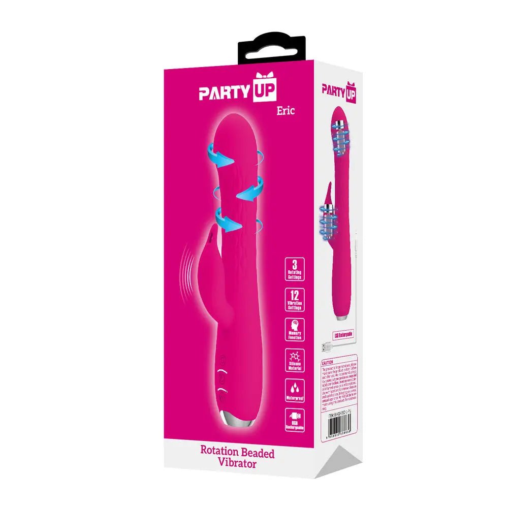 Shop affordable quality Party Up ERIC Rotating Beads Vibrator - 20.5 cm USB Rechargeable Rabbit Vibrator with Rotating Bead Shaft - Discreet Intimate Essentials - VIBRATORS - Party Up