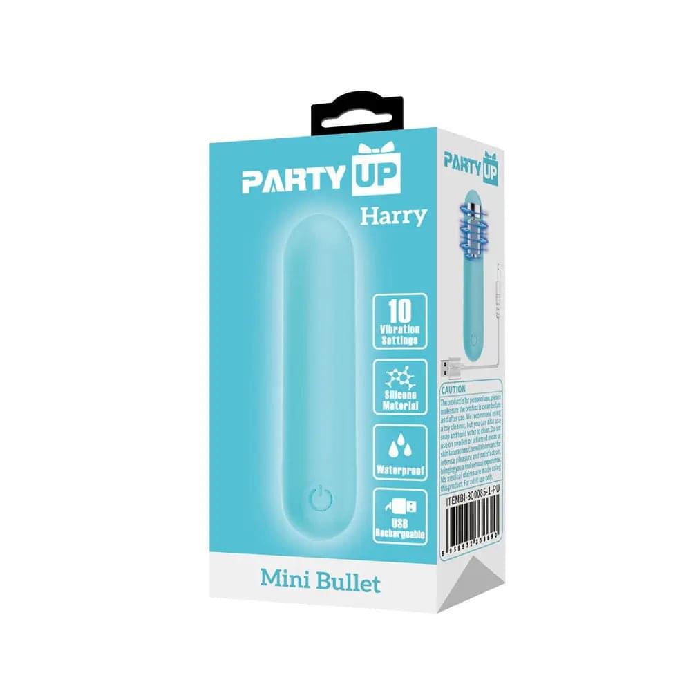 Party Up HARRY Mini Bullet - Teal - Teal 8 cm USB Rechargeable Bullet Party Up Discreet Intimate Essentials.