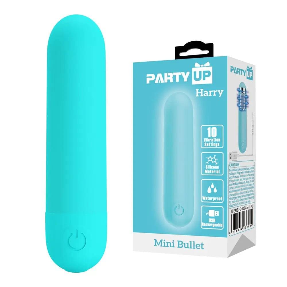 Party Up HARRY Mini Bullet - Teal - Teal 8 cm USB Rechargeable Bullet Party Up Discreet Intimate Essentials.