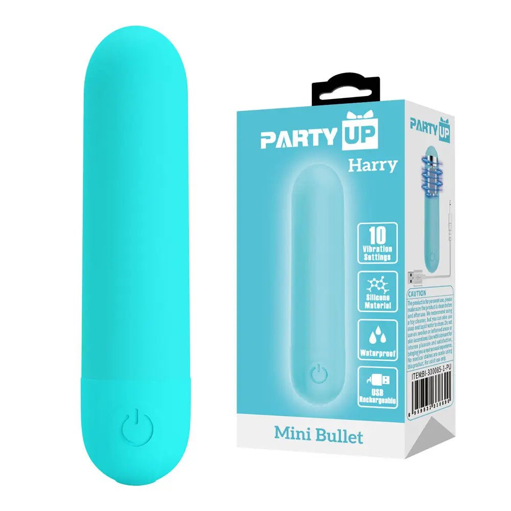 Shop affordable quality Party Up HARRY Mini Bullet - Teal - Teal 8 cm USB Rechargeable Bullet - Discreet Intimate Essentials - BULLETS & EGGS - Party Up