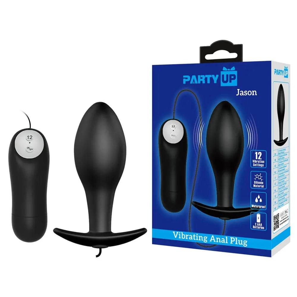 Party Up JASON Vibrating Anal Plug -  8.5 cm Vibrating Butt Plug with Remote Party Up Discreet Intimate Essentials.