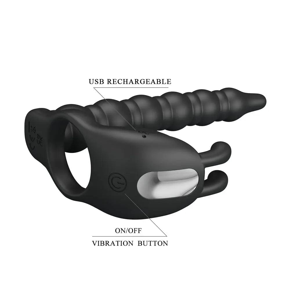 Party Up MARCUS Ring & Anal Plug -  USB Rechargeable Vibrating Cock Ring with Double Penetrator Party Up Discreet Intimate Essentials.