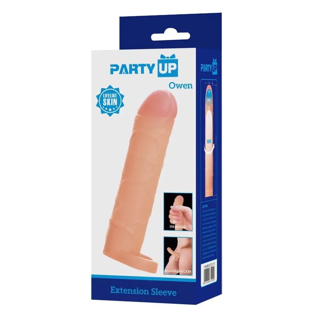 Party Up OWEN 1 Inch Extender Sleeve -  1 Inch Penis Extender Sleeve with Ball Strap Party Up Discreet Intimate Essentials.