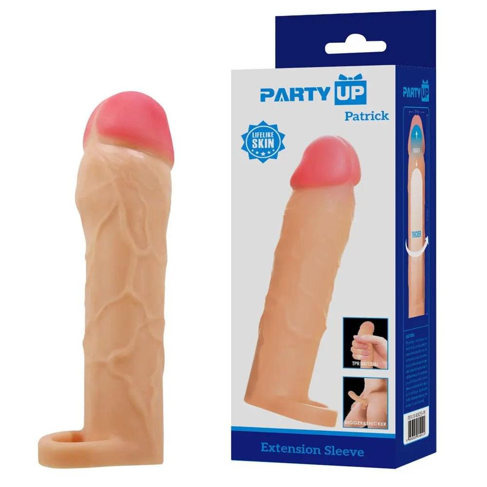 Party Up PATRICK 2 Inch Extender Sleeve -  2 Inch Penis Extender Sleeve with Ball Strap Party Up Discreet Intimate Essentials.