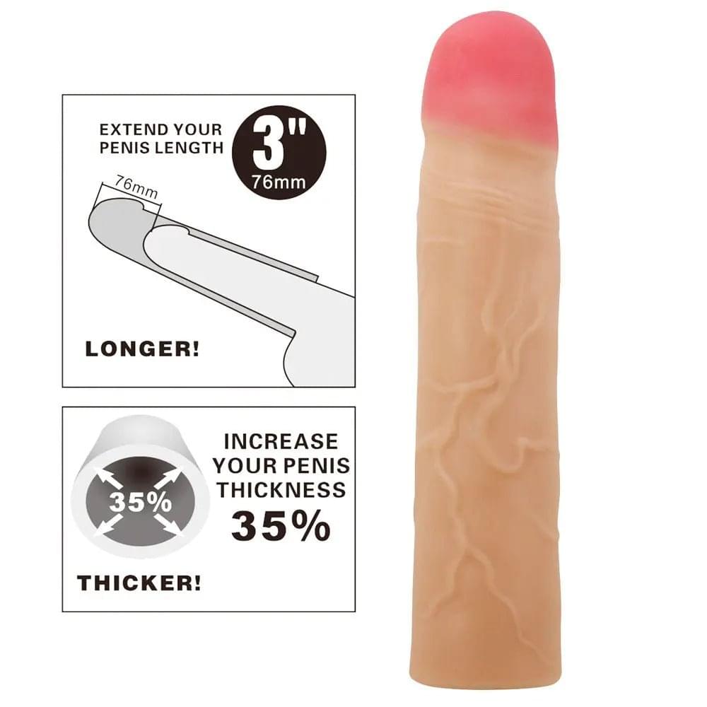 Party Up PHILIP 3 Inch Extender Sleeve -  3 Inch Penis Extender Sleeve Party Up Discreet Intimate Essentials.