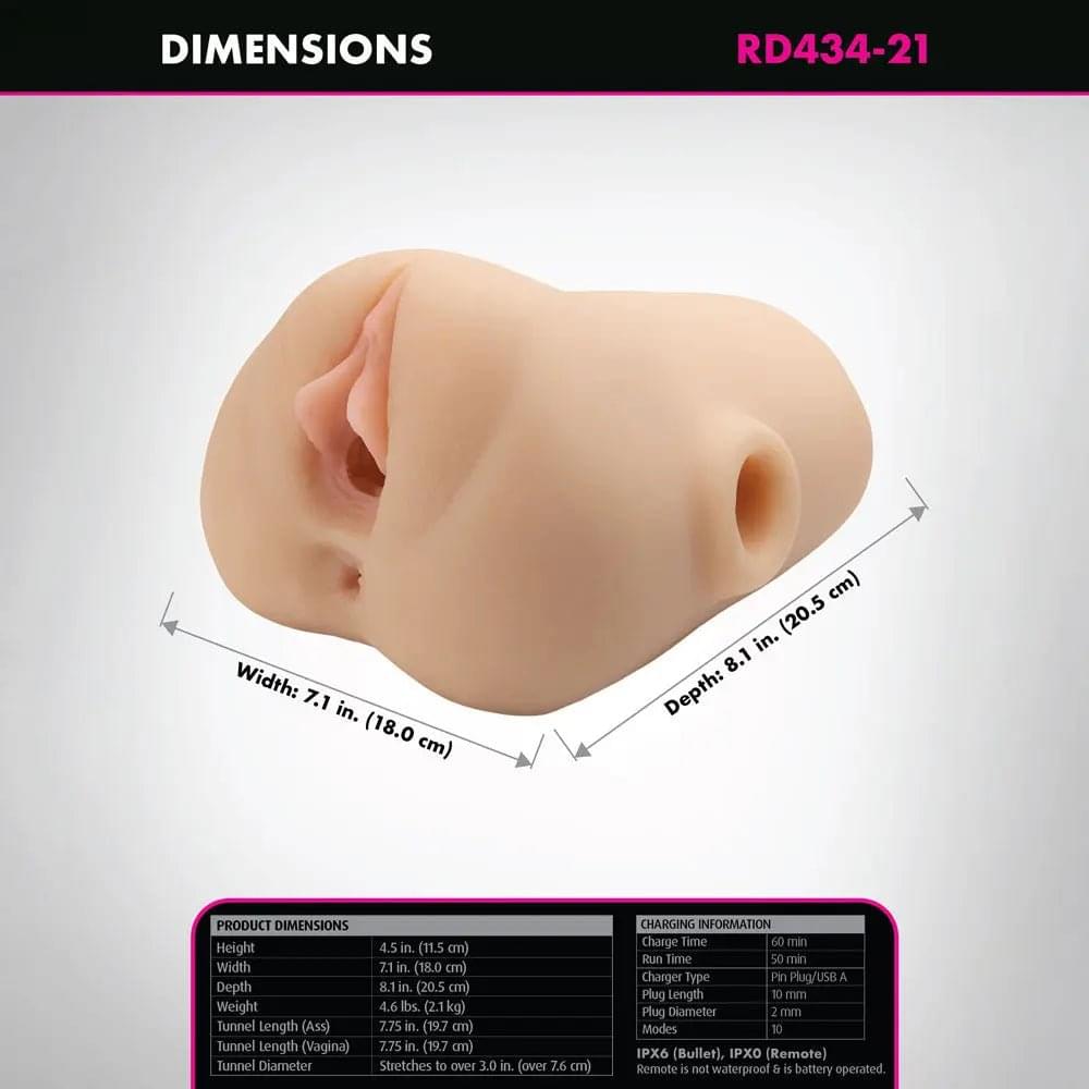 PDX Plus Double Pounder Vibrating Squeeze Stroker -  -  USB Rechargeable Vibrating Vagina Stroker Pipedream Discreet Intimate Essentials.