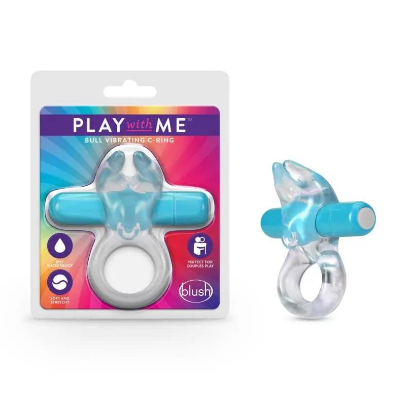 Play With Me Bull Vibrating C-Ring - Clear/ Vibrating Cock Ring Blush Novelties Discreet Intimate Essentials.
