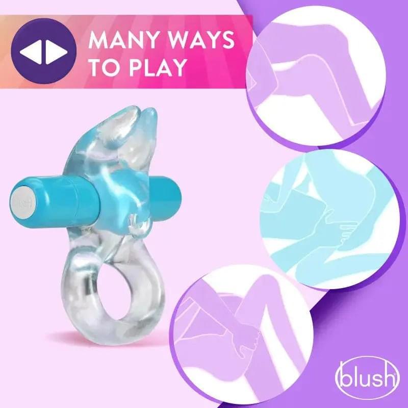 Play With Me Bull Vibrating C-Ring - Clear/ Vibrating Cock Ring Blush Novelties Discreet Intimate Essentials.
