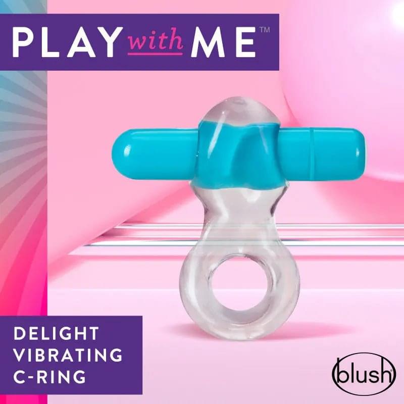 Play With Me Delight Vibrating C-Ring - Clear/ Vibrating Cock Ring Blush Novelties Discreet Intimate Essentials.