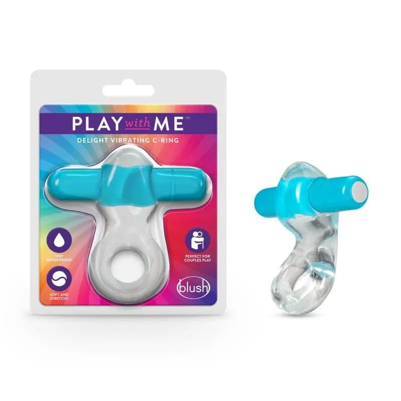 Play With Me Delight Vibrating C-Ring - Clear/ Vibrating Cock Ring Blush Novelties Discreet Intimate Essentials.