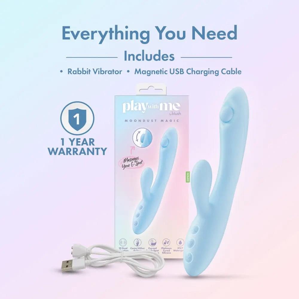 Play With Me - Moondust Magic -  20.3 cm USB Rechargeable Rabbit Vibrator Blush Novelties Discreet Intimate Essentials.