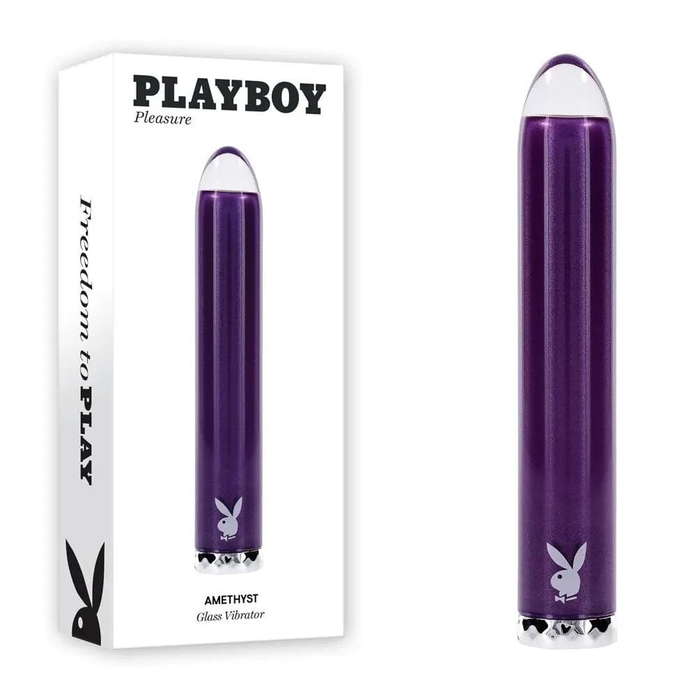 Playboy Pleasure AMETHYST -  12.4 cm USB Rechargeable Glass Tipped Mini Vibrator Playboy Pleasure Discreet Intimate Essentials.