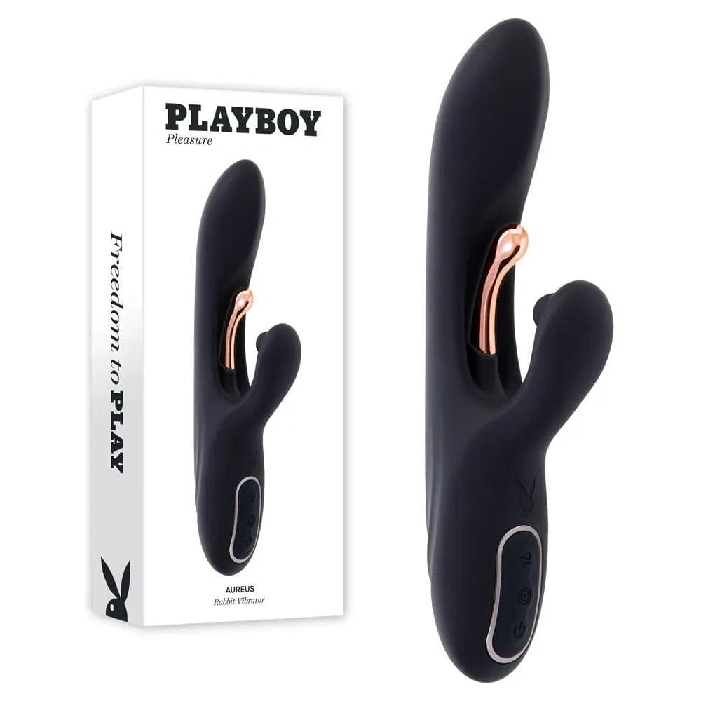 Playboy Pleasure AUREUS -  22.7 cm USB Rechargeable Rabbit Vibrator with Internal Flicker Playboy Pleasure Discreet Intimate Essentials.