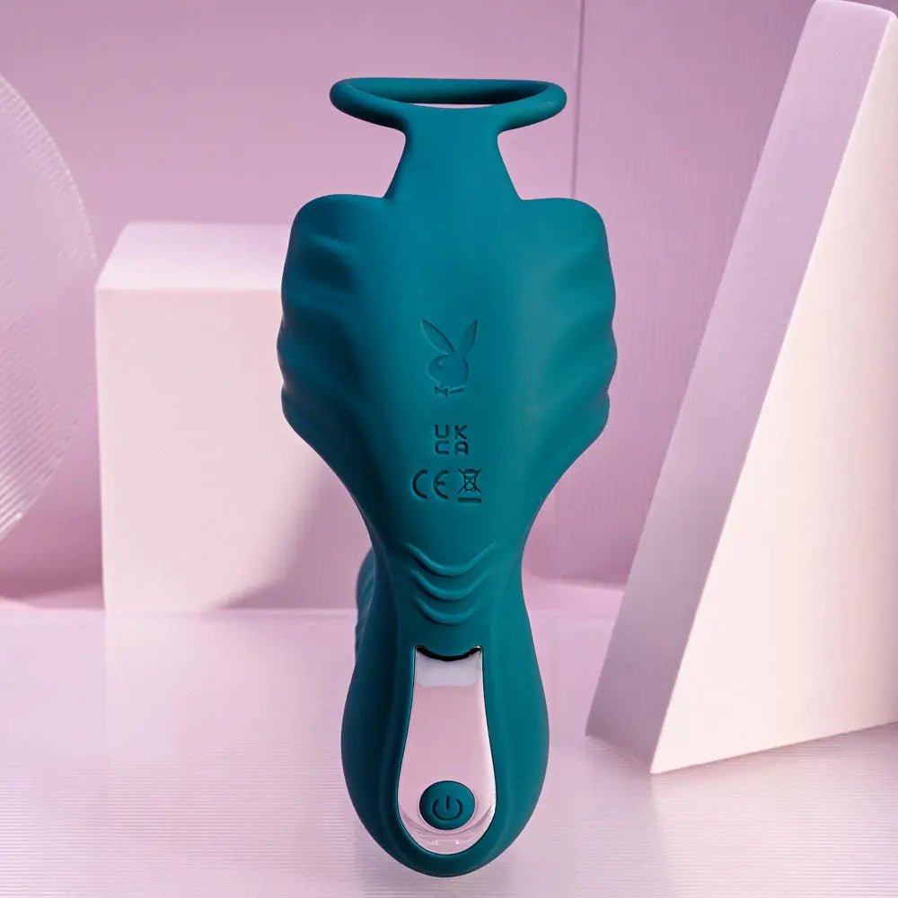 Shop affordable quality Playboy Pleasure BRING IT ON - Teal USB Rechargeable Thrusting Anal Plug with Cock Ring - Discreet Intimate Essentials - ANAL TOYS - Playboy Pleasure