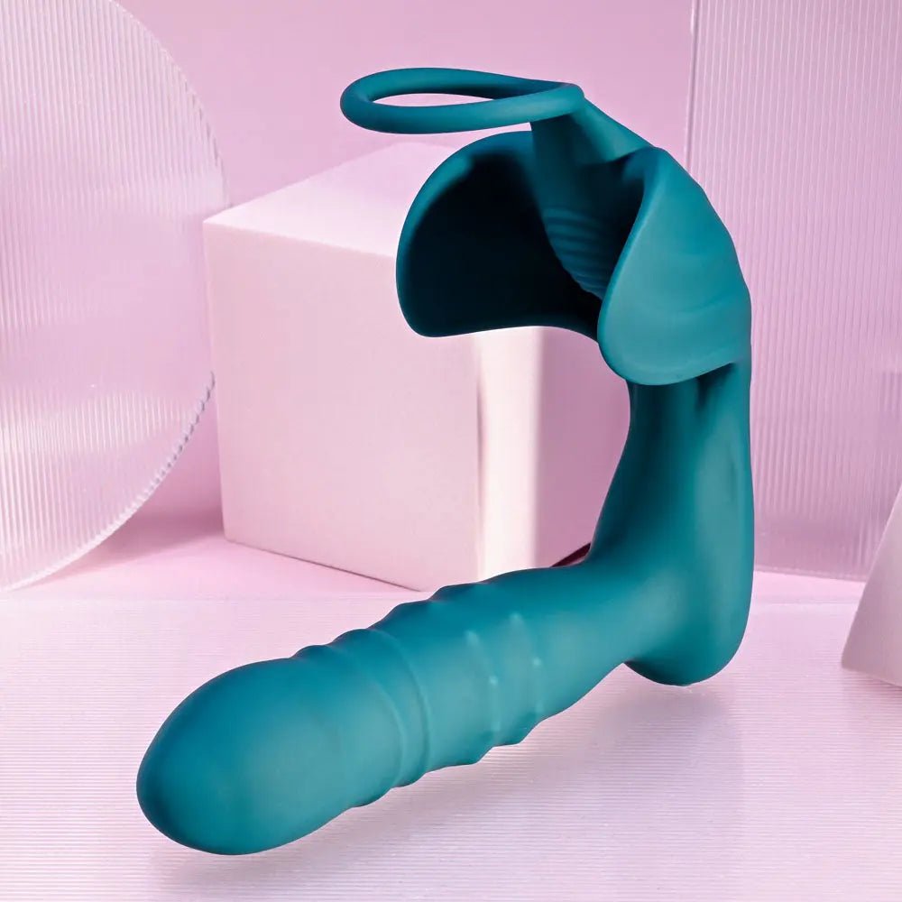 Shop affordable quality Playboy Pleasure BRING IT ON - Teal USB Rechargeable Thrusting Anal Plug with Cock Ring - Discreet Intimate Essentials - ANAL TOYS - Playboy Pleasure