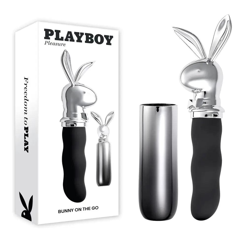 Playboy Pleasure BUNNY ON THE GO - /Chrome 18.6 cm USB-C Rechargeable Vibrator Playboy Pleasure Discreet Intimate Essentials.