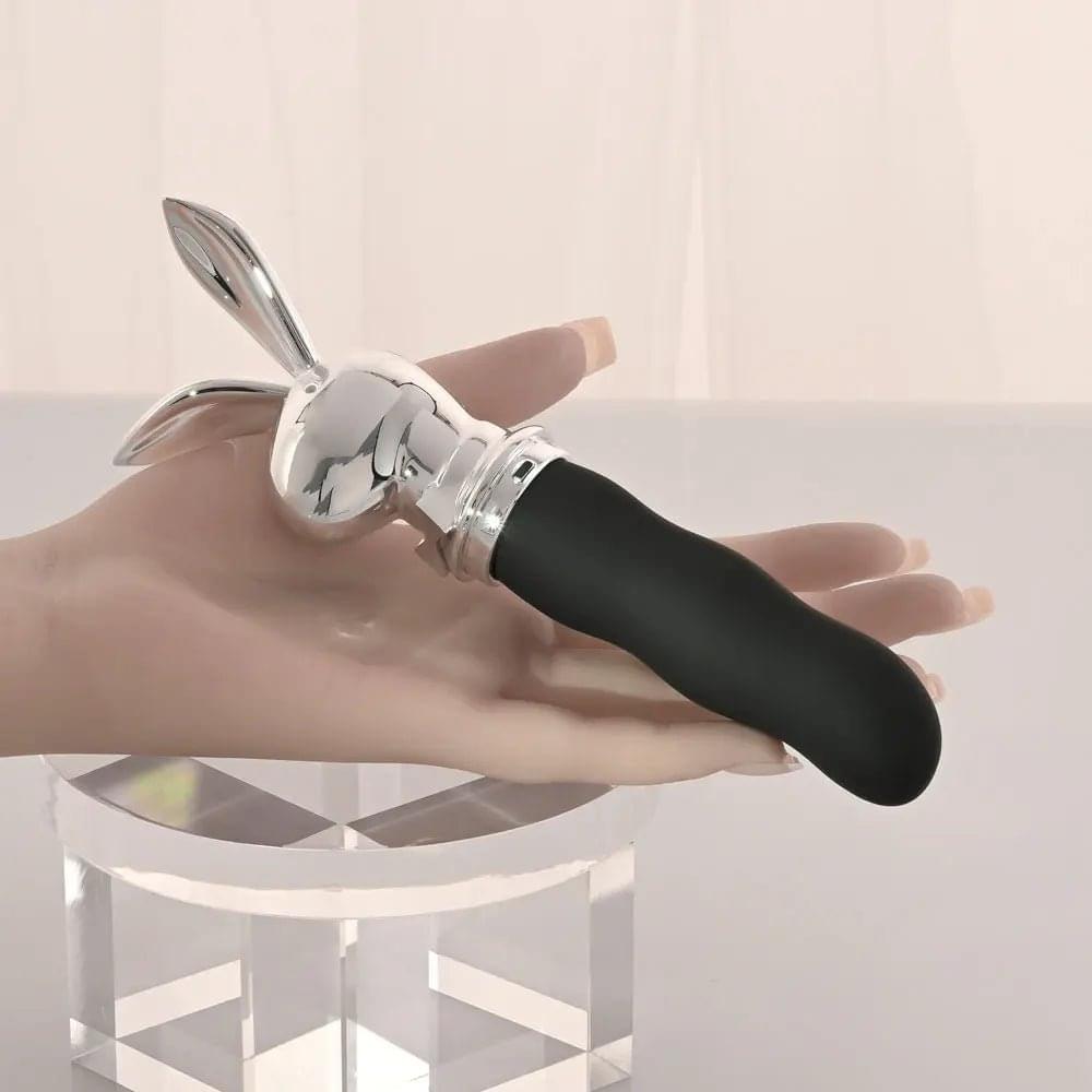 Playboy Pleasure BUNNY ON THE GO - /Chrome 18.6 cm USB-C Rechargeable Vibrator Playboy Pleasure Discreet Intimate Essentials.