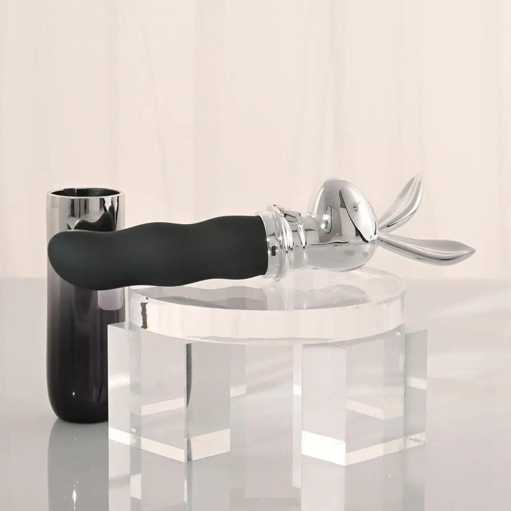 Playboy Pleasure BUNNY ON THE GO - /Chrome 18.6 cm USB-C Rechargeable Vibrator Playboy Pleasure Discreet Intimate Essentials.