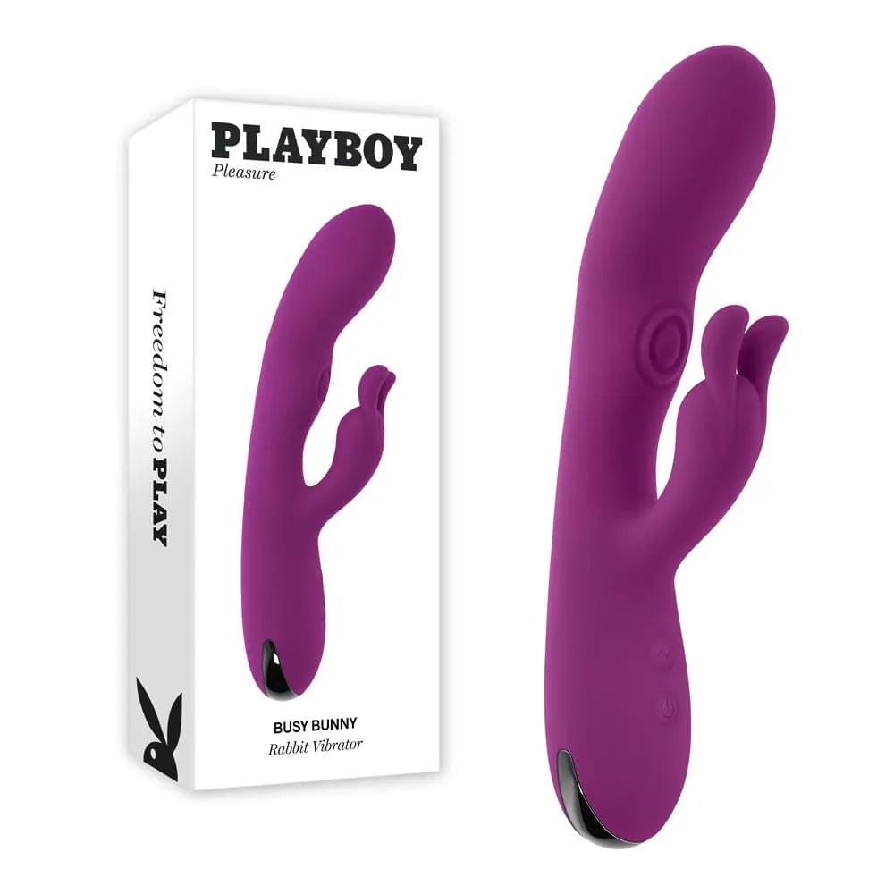 Playboy Pleasure BUSY BUNNY -  22.6 cm USB Rechargeable Rabbit Vibrator with Tapping Shaft Playboy Pleasure Discreet Intimate Essentials.