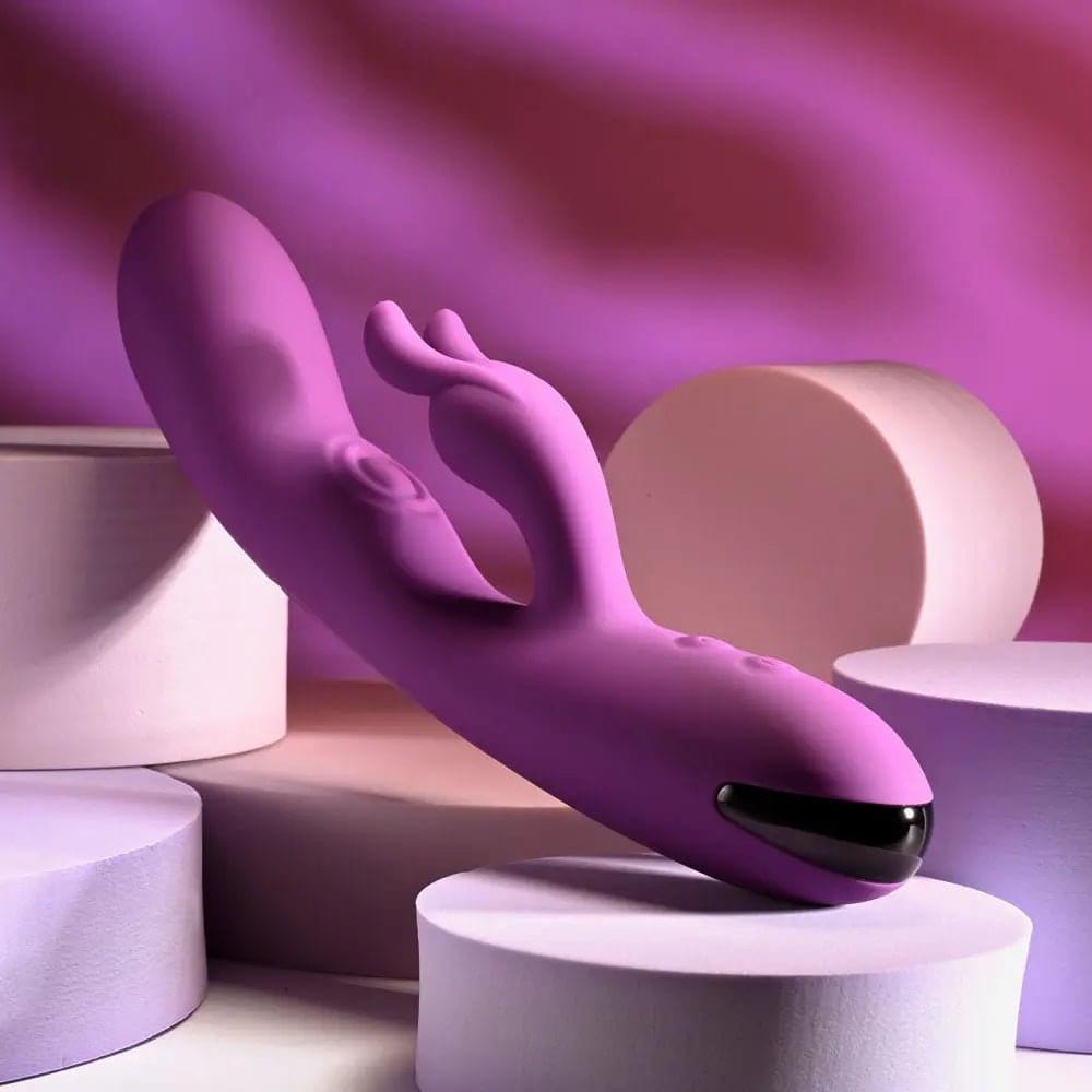 Playboy Pleasure BUSY BUNNY -  22.6 cm USB Rechargeable Rabbit Vibrator with Tapping Shaft Playboy Pleasure Discreet Intimate Essentials.