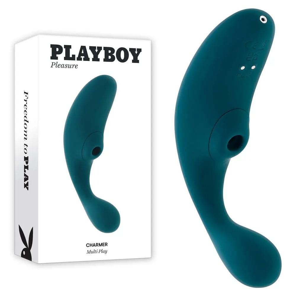Playboy Pleasure CHARMER -  USB Rechargeable Vibrator with Clitoral Suction Playboy Pleasure Discreet Intimate Essentials.