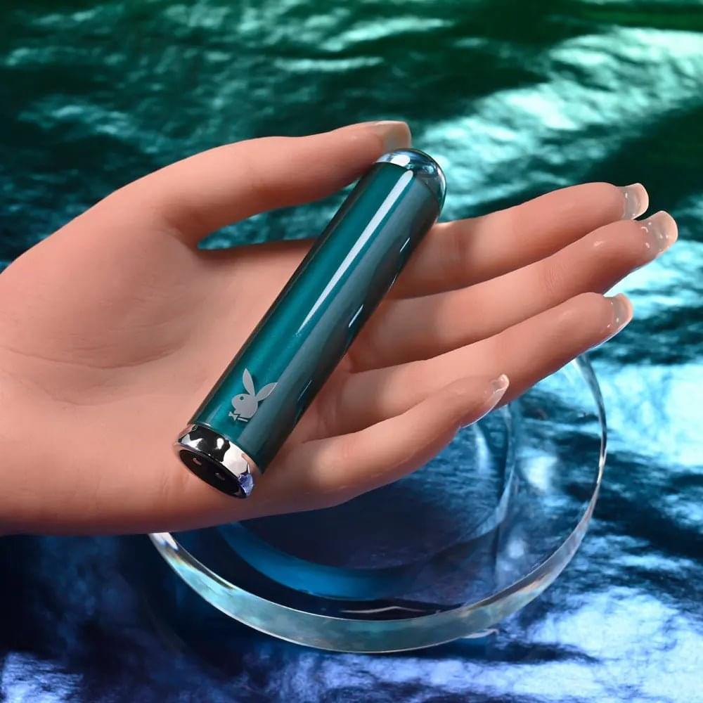 Playboy Pleasure EMERALD -  9.1 cm USB Rechargeable Glass Tipped Bullet Playboy Pleasure Discreet Intimate Essentials.