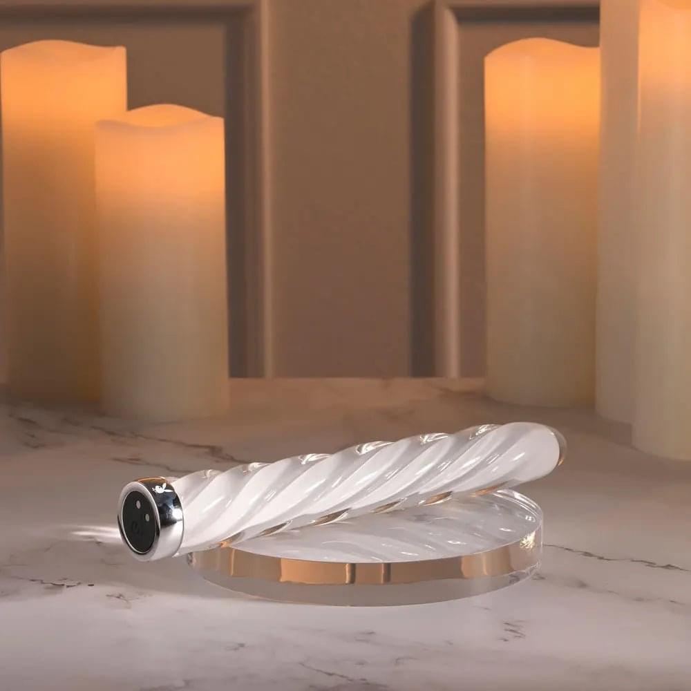 Playboy Pleasure IN A TWIST -  Glass 17.5 cm USB Rechargeable Vibrator Playboy Pleasure Discreet Intimate Essentials.