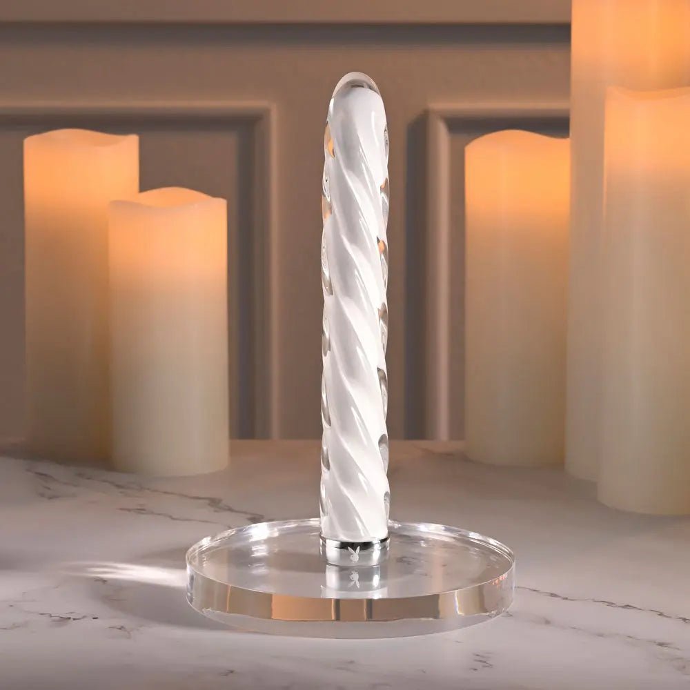 Shop affordable quality Playboy Pleasure IN A TWIST - Glass 17.5 cm USB Rechargeable Vibrator - Discreet Intimate Essentials - VIBRATORS - Playboy Pleasure
