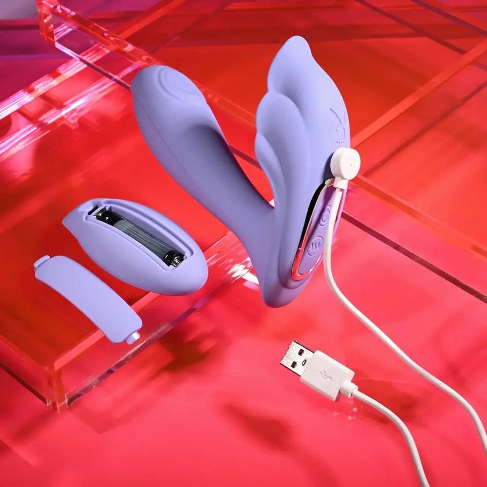 Playboy Pleasure LILAC FANTASY -  13.5 cm USB Rechargeable Tapping Vibrator with Remote Playboy Pleasure Discreet Intimate Essentials.