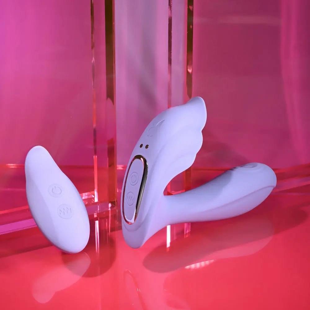 Playboy Pleasure LILAC FANTASY -  13.5 cm USB Rechargeable Tapping Vibrator with Remote Playboy Pleasure Discreet Intimate Essentials.