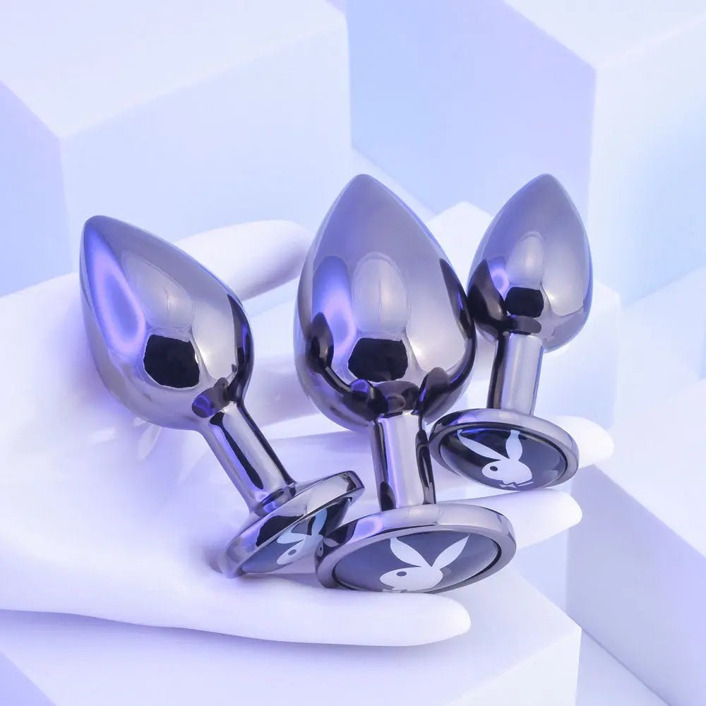 Shop affordable quality Playboy Pleasure PLEASURE 3 WAYS - Metal Butt Plugs - Set of 3 Sizes - Discreet Intimate Essentials - ANAL TOYS - Playboy Pleasure