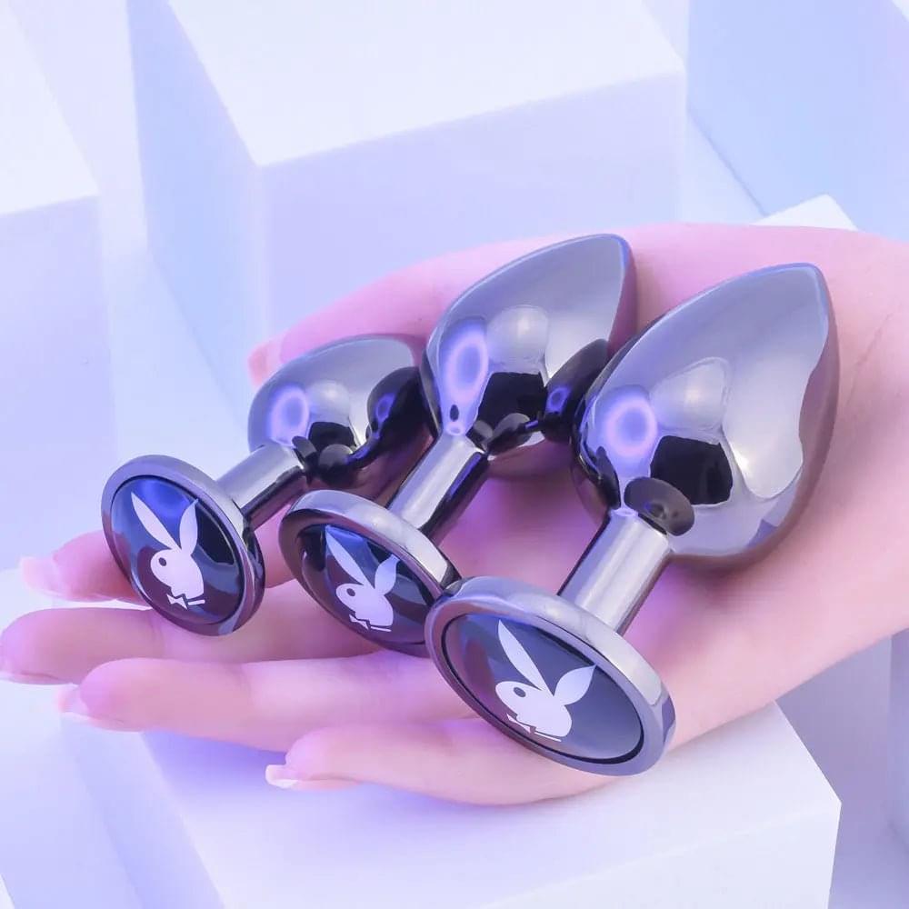 Playboy Pleasure PLEASURE 3 WAYS - Metal Butt Plugs - Set of 3 Sizes Playboy Pleasure Discreet Intimate Essentials.